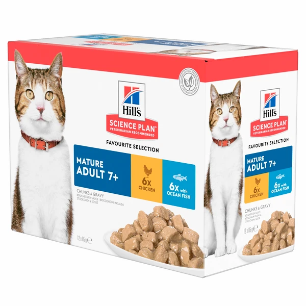 Hills Hillβs Feline Maaltijdzakjes Senior Multipack β Kattenvoer β Kip 12Γ85 G