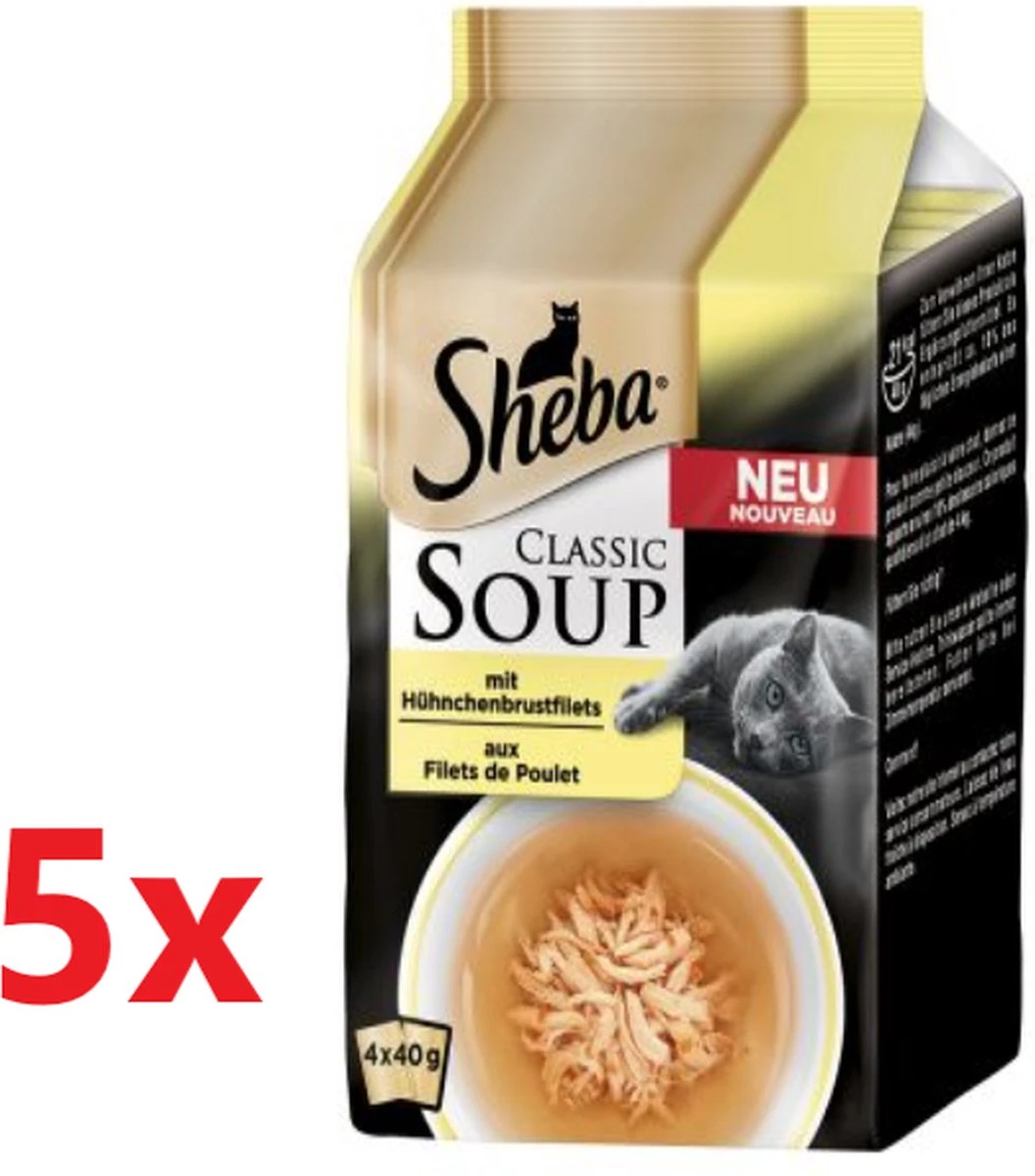 Sheba – Classic Soup Kip – Kattenvoer Multipack – 5 Verpakkingen Van 4x40g