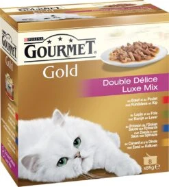 Gourmet Gold Luxe Mix – Rund & Kip – Kattenvoer – 6x (8 X 85) G