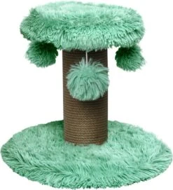 Topmast Krabpaal Fluffy Rio – Groen – 39 X 39 X 34 Cm – Krabpaal Voor Katten – Met Kattenspeeltjes – Duurzaam Sisal Touw