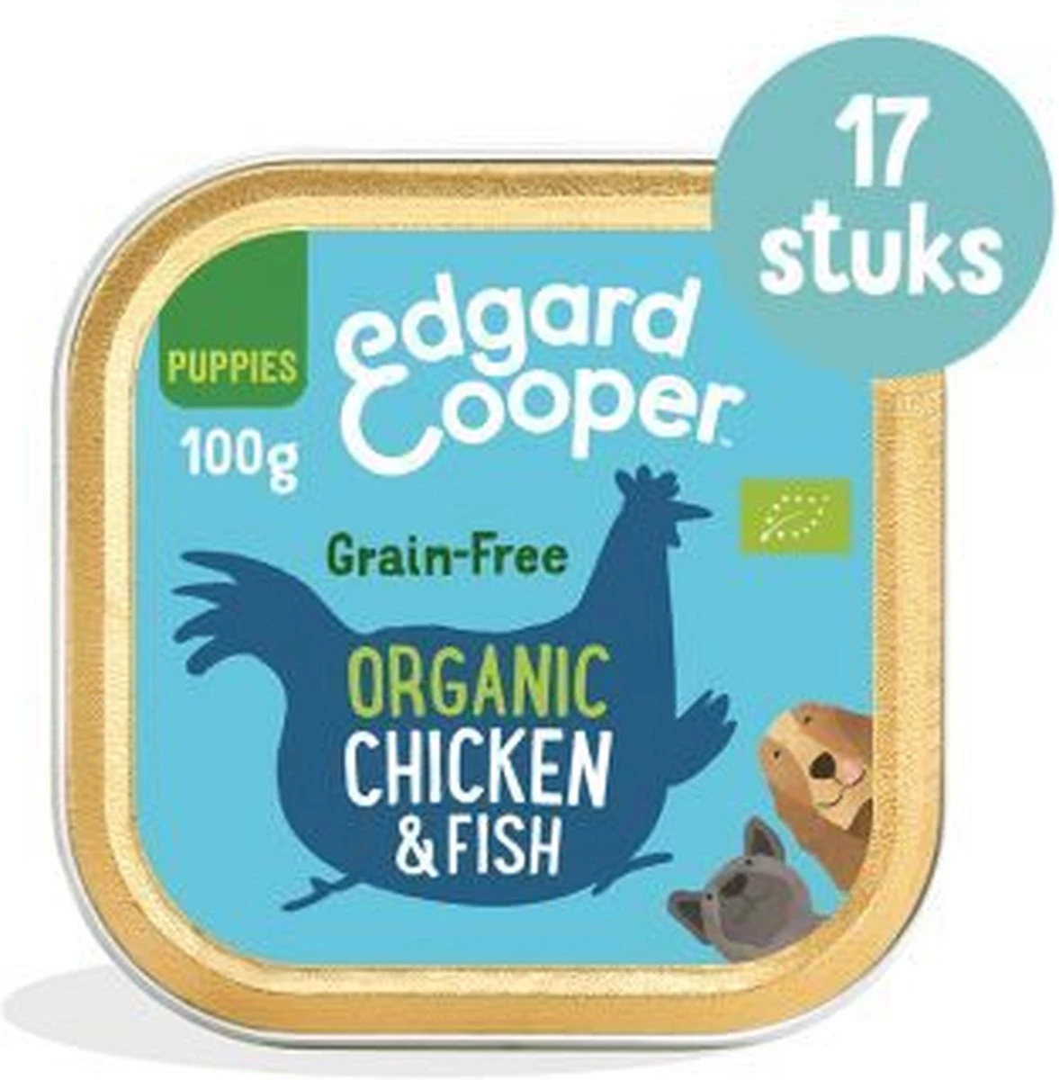Edgard & Cooper Biologisch Hondenvoer Kip En Vis Kuipje Graanvrij β 17 X 100 G NL-BIO-01