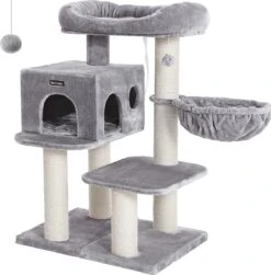 MIRA Home – Krabpaal – Kattenboom – Grijs – Hout – 70 X 60 X 112 Cm