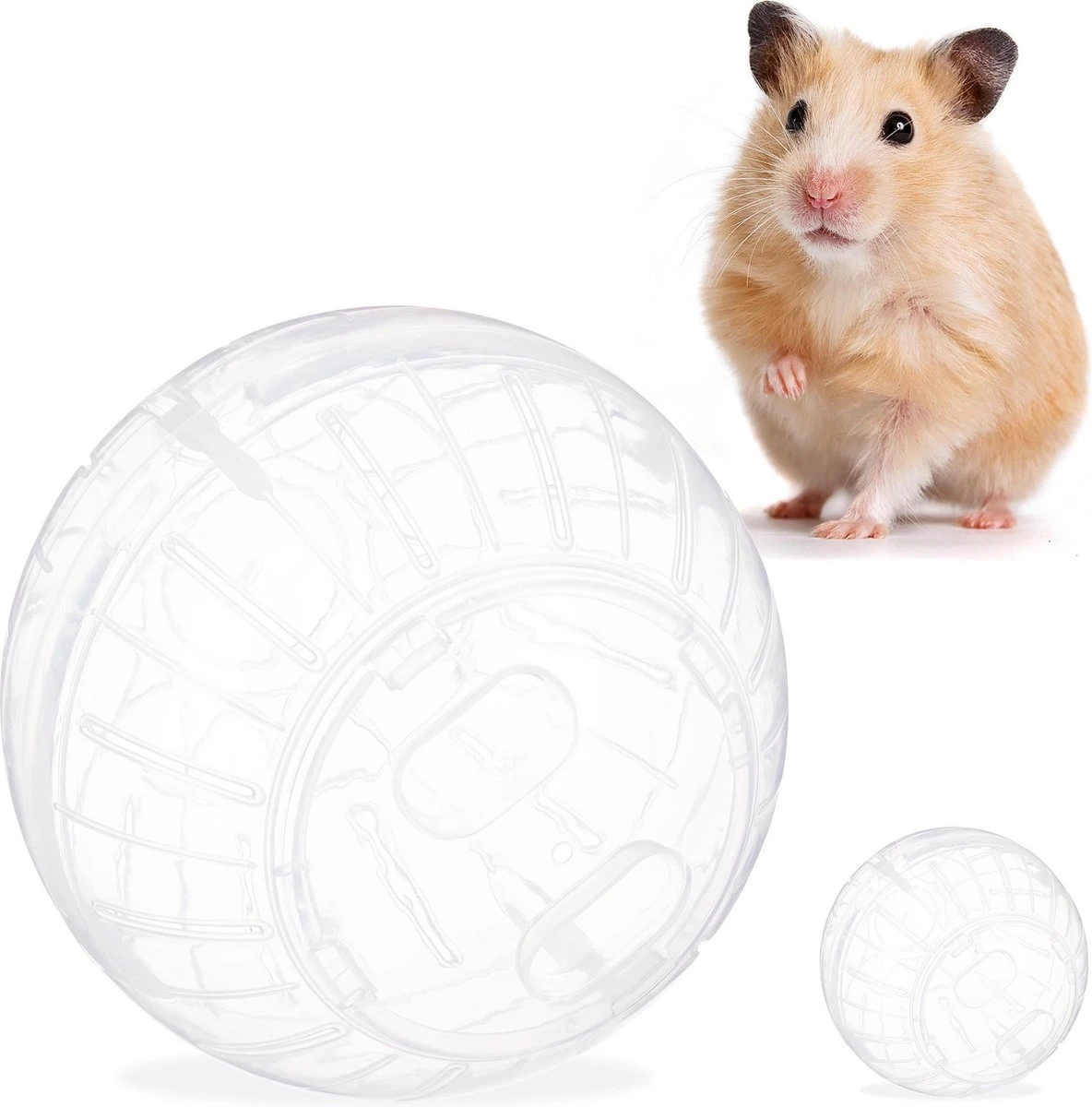 Relaxdays 2x Hamsterbal Doorzichtig β Knaagdierspeelgoed β Loopbal Kunststof β 14cm