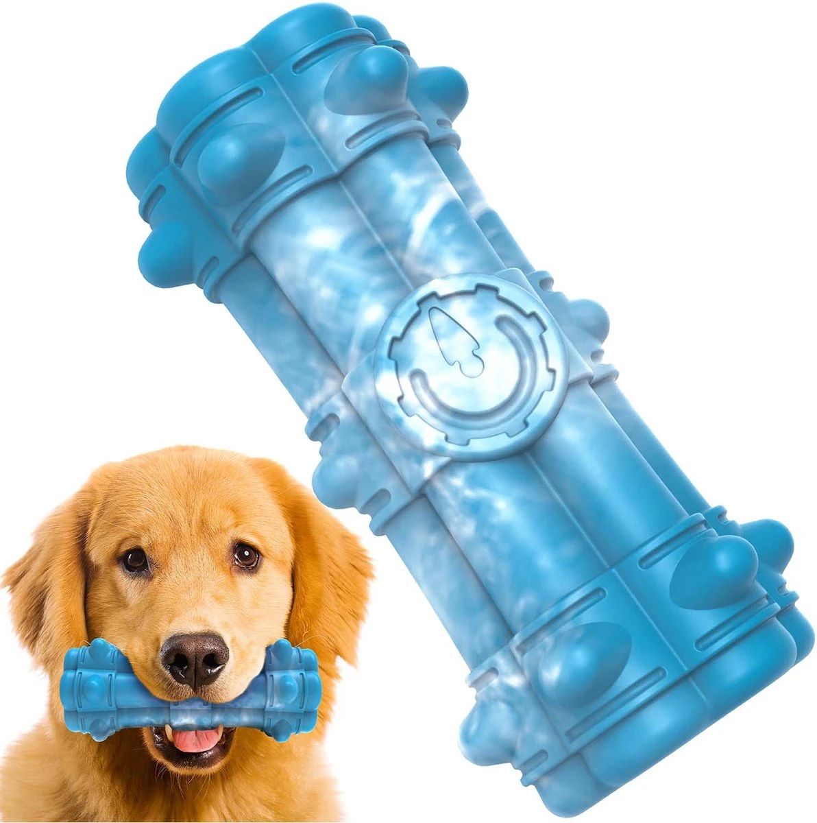 PETSYPAW Honden Speelgoed Met Piep β Extra Stevig 100% Natuurlijk Rubber β Kauwspeelgoed Voor Middel En Grote Honden β Blauw