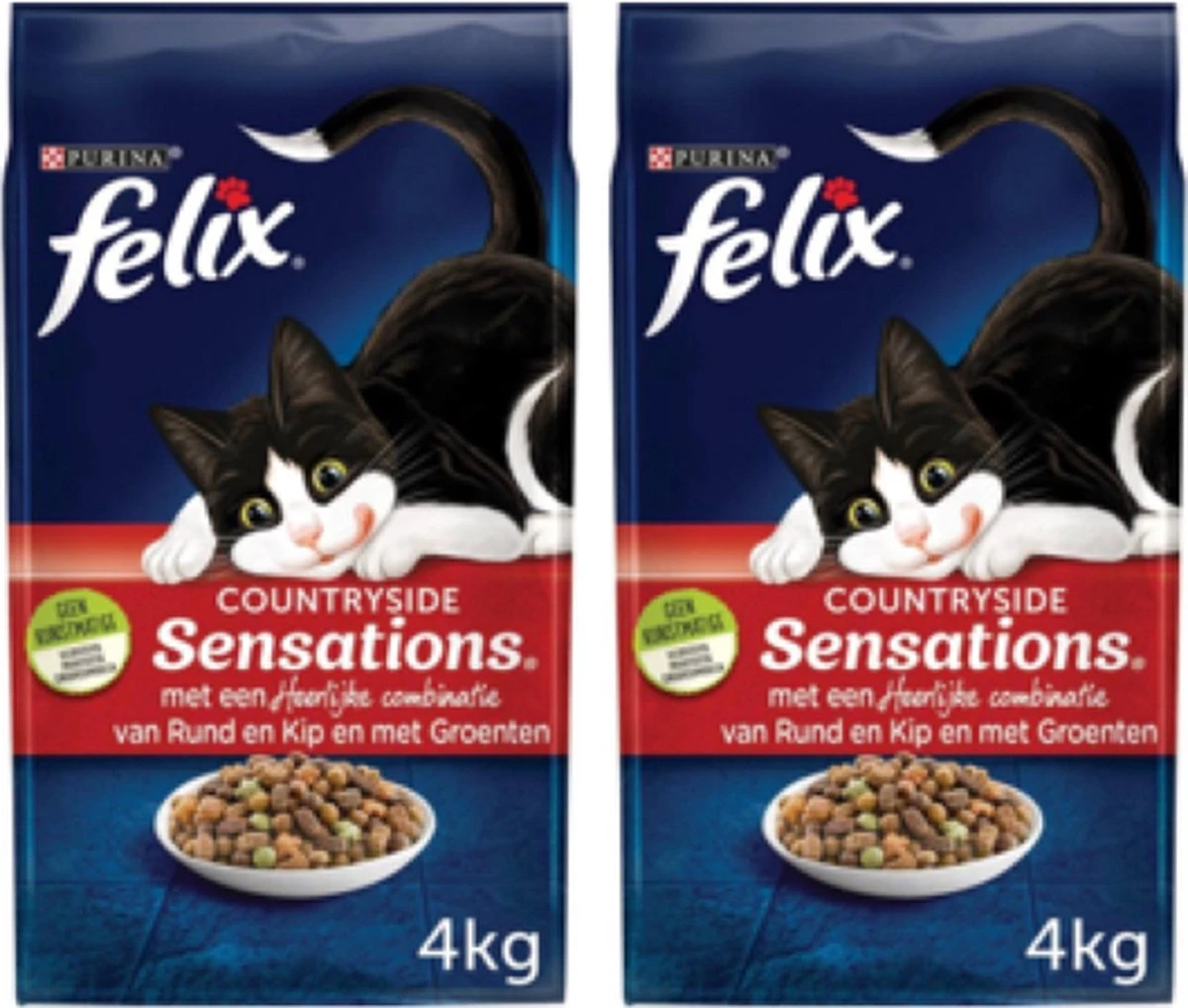 2x Felix Sensations Droog Countryside β Kattenvoer β 4kg