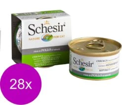 Schesir Kat Blik Gekookte Kip – Kattenvoer – 28 X Kipfilet Gekookt 85 G
