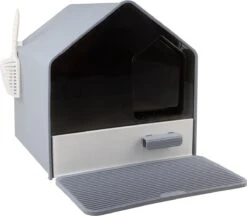 MaxxPet Kattenbak – Kattentoilet Incl. Schep En Kattenbakmat 46x41x46cm – Grijs