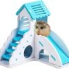 Dierplezier – Hamsterglijbaan – Speeltuig Voor Knaagdieren – Klimrad Voor Knaagdier – Speelgoed Knaagdieren – Hamsterkooi – Cavia Draaiplank – Swing Voor Muizen – Blauw Huisje Knaagdieren