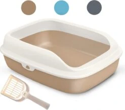 Kattenverzorging, Kattentoilet, Schaaltoilet, Kattenbakschaal, Open, Van Kunststof, Met Schep, Maat S, Bruin