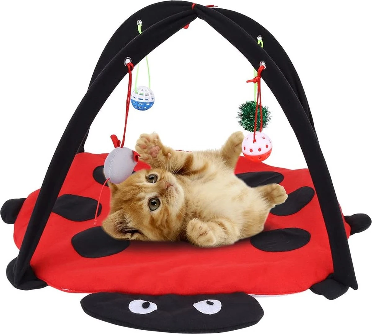 Kat Bed, Kat Tent, Opvouwbare Tent, Speelgoed, Interactieve Kat Speelgoed, Wasbaar, Kat Kussens, Kat Kussens, Bed Met Opknoping Speelgoed, Klokken En Muizen, 60 X 60 X 34 Cm