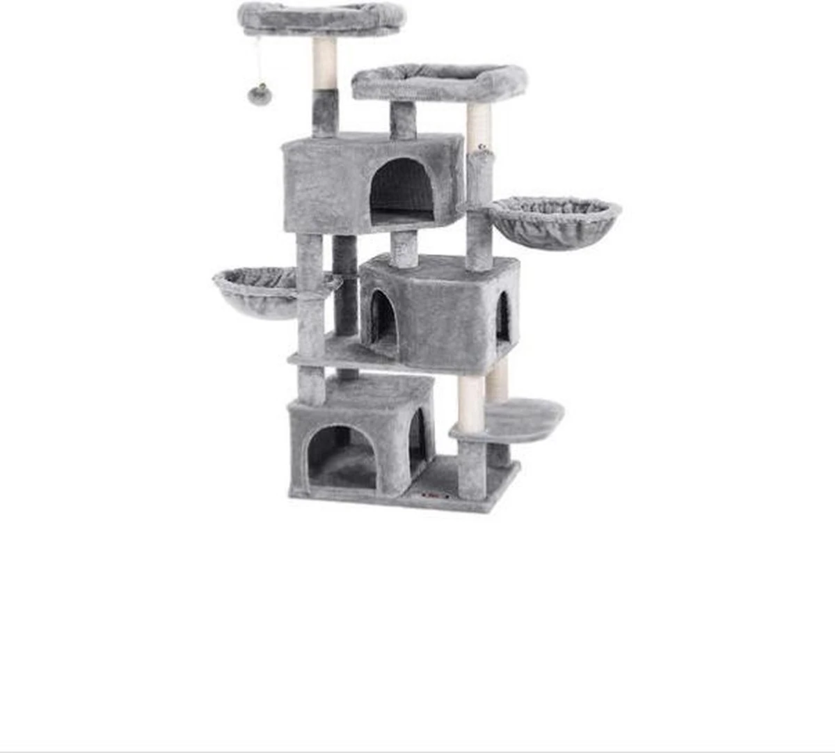 Segenn’s Multilevel Krabpaal – Kattenboom – Kattenbak – Grote Krabpaal Met 3 Kattengaten – 7 Bedden – 55 X 40 X 164 Cm – Lichtgrijs