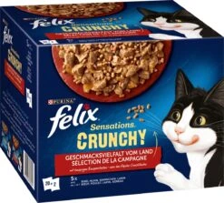 Felix Nat Kattenvoer, Crunchy Smaakvariatie Van Het Platteland, Adult, Multipack (20x85g + 2x40g), 1.78 Kg