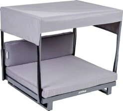 Greemotion Hondenbed Met Zonnedak – Honden Ligbed Wasbaar – Hondenstretcher Makkelijk Betreedbaar – Grijs/4.9KG