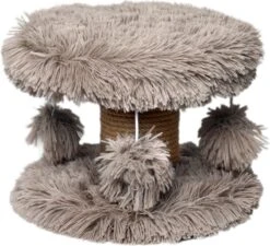 Topmast Krabpaal Fluffy Lycia – Beige – 25 X 25 X 20 Cm – Made In EU – Krabpaal Voor Kittens – Met Kattenspeeltjes – Sterk Sisal Touw – Mini Krabpaal
