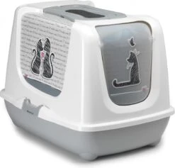 Moderna Trendy Cat Cats In Love Kattenbak – Wit/Grijs – 50 X 39 X 39 Cm