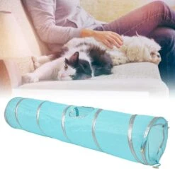 Cat Tunnel Cat Toy Play Tunnel, 47,2 Inch Opvouwbare Cat Crinkle Tunnel Met Gat En Bal Voor Kittens Fun Play Training Cat Interactive Toys (blauw)