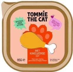 Tommie The Cat – Kattenvoer Natvoer – Kitten Verse Paté Kip – Voordeel Verpakking – 19 Stuks – 85 Gram Per Stuk – Zonder Suiker En Graanvrij