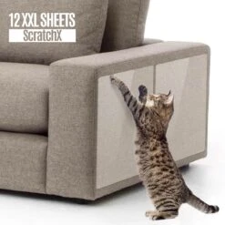 ScratchX ® Anti Krab Vellen, Bescherming Kat En Hond – 12 Duurzame XXL Vellen – Tegen Krabben – Bankbescherming – Meubelbescherming – Krabpaal – Anti Scratch – Transparant