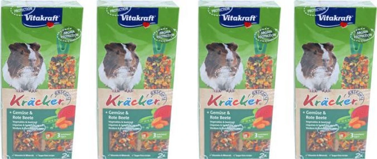 Vitakraft β Knaagdiersnack β 2 In 1 β Cavia Kracker Groente β 112 Gram Per 4 Doosjes