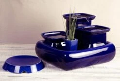 Miaustore Grote Keramische Drinkfontein – Drinkfonteinen – Blauw – Waterbak – Keramisch – 3.4L – Katten En Honden – Geen Filter Nodig