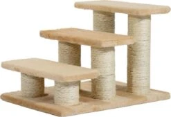 Kattentrap Met 3 Treden – Trapje – Honden – Kat – Dieren – Crème – 45 X 35 X 34 Cm (L X B X H)