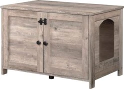 FURNIBELLA – Kattentoilet, Kattenbakkast, Kattenhuis Met Deur En Aparte Verdeler, Stevige Kattenkast, Bank, Kattenbak Opbergdoos, Nachtkastje, Grijs