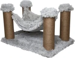 Topmast Krabpaal Fluffy Maui – Grijs – 59 X 39 X 34 Cm – Katten Hangmat – Made In EU – Krabpaal Voor Katten – Stevig Sisal Touw