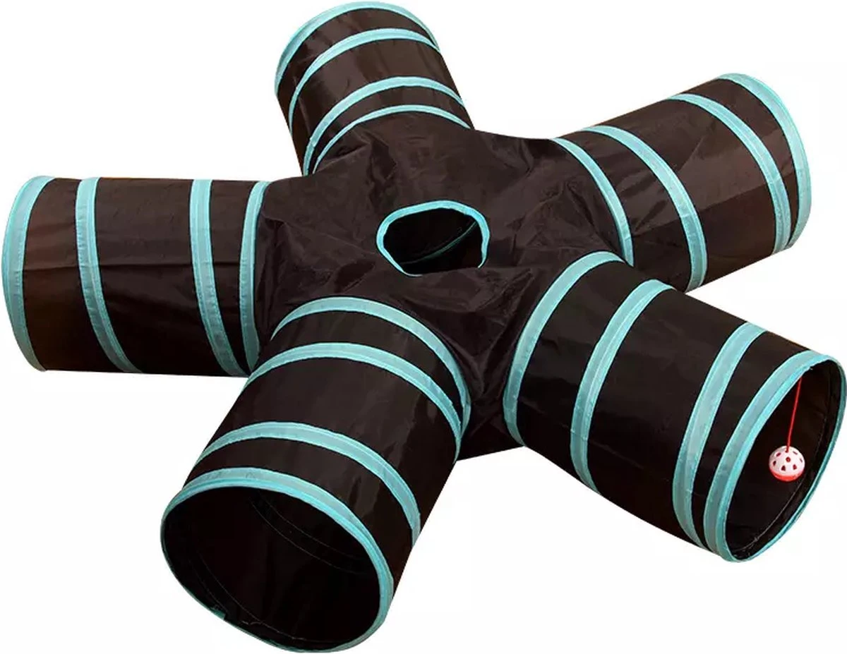 Kattentunnel | Konijnentunnel | Speeltunnel | 5-splitsing | Kattenspeelgoed | Tunnel Kat | Kattenspeeltjes | Opvouwbaar