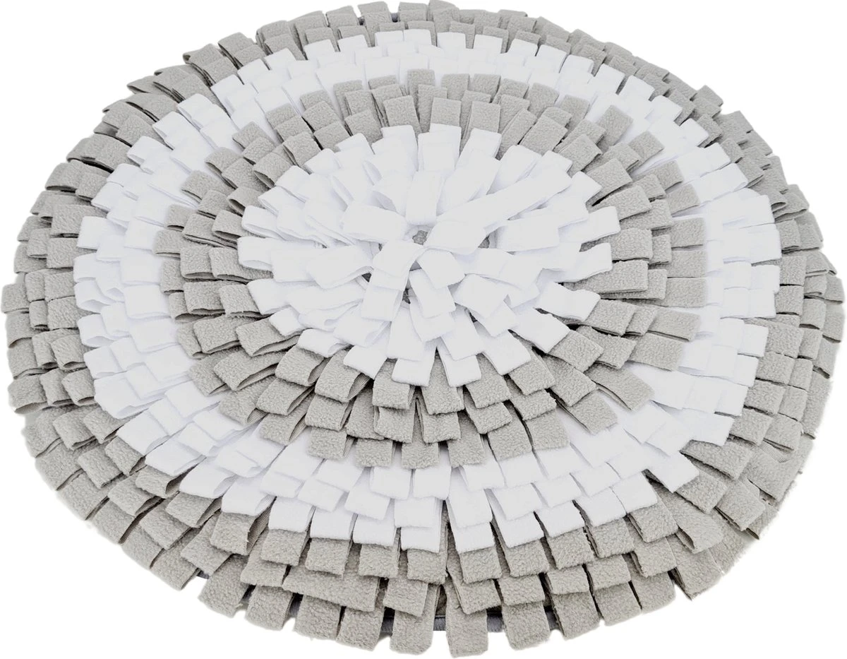 Doxie® Hondenspeelgoed – Speelgoed Hond – Snuffelmat – Antislip – Wasbaar – ⌀ 50 Cm – Lichtgrijs Met Wit