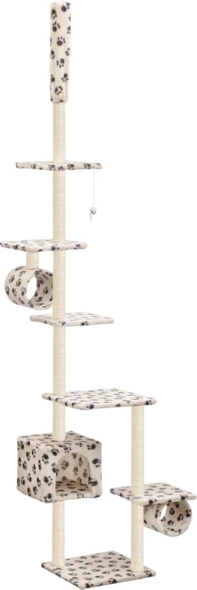 VidaXL Kattenkrabpaal Met Sisal Krabpalen 260 Cm Pootafdrukken Beige
