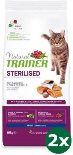 Natural Trainer Cat Sterilised Salmon Kattenvoer 2x 10 Kg