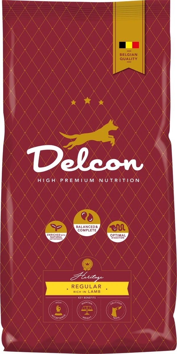 Delcon – Premium Hondenvoer – Adult Regular – Rijk Aan Lam – 12kg