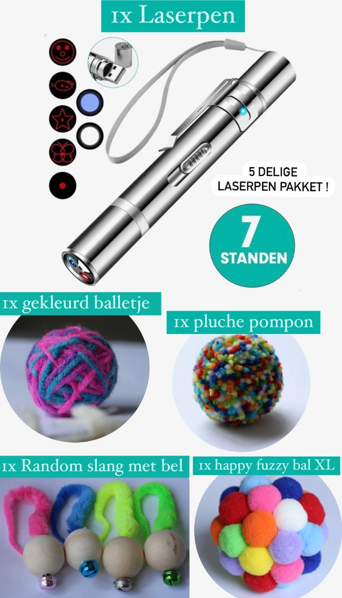 Laserpen Met 7 Verschillende Standen + Speelgoed Set / Laserpen / Laserpointer / Laserpen Kat