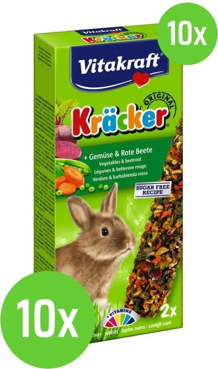 10 X Vitakraft Dwergkonijnkracker Groente / Rode Biet 2in1