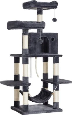 Cozy Living Krabpaal – Kattenpaal – Kattenhuis – Klimpaal Voor Katten – Rook Grijs