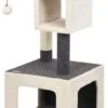COSTWAY Krabpaal Kleine Kat Krabpaal Houten Krabpaal Stabiele Klimboom Wit En Grijs 42x42x80cm