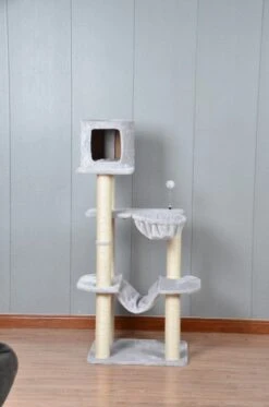 Katten Krabpaal – Grijs – 58 X 48 X140 Cm – Krabmeubel – Krabpaal Groot – Kattenmeubel