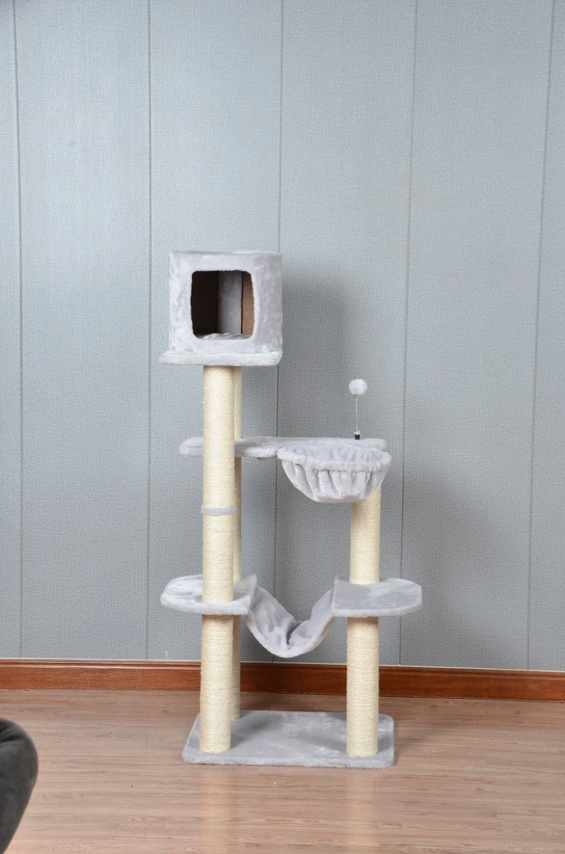 Katten Krabpaal – Grijs – 58 X 48 X140 Cm – Krabmeubel – Krabpaal Groot – Kattenmeubel