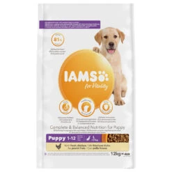 12kg For Vitality Dog Puppy & Junior Large Kip IAMS Hondenvoer