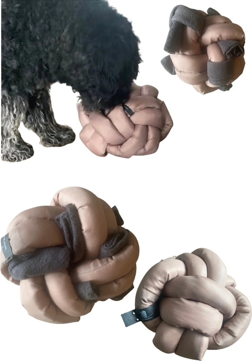 Snuffelbal Voor Honden In De Kleuren Taupe En Antraciet, Maat 2. Hersenwerk Voor Honden. MadeByShuko. Snuffelbal – Knoopbal – Speelbal – Snuffelmat – Brainwork For Dogs – Hondenpuzzel – Slowfeeder – Snuffle Ball – Honden Intelligentie Speelgoed