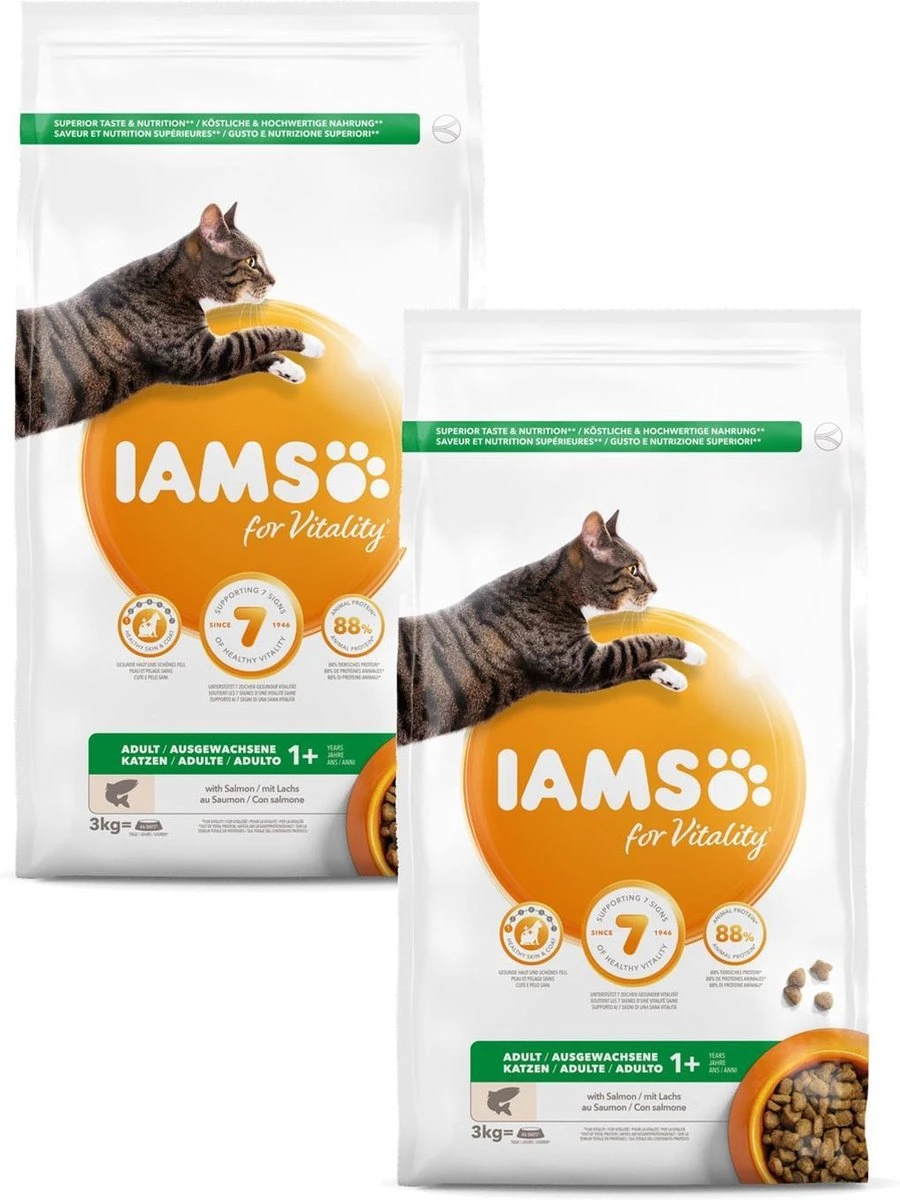 Iams Cat Adult Zalm โ Kattenvoer โ 2 X 3 Kg