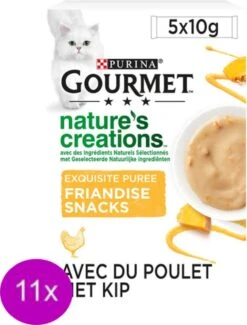 11x Gourmet Nature’s Creations – Puree Met Kip & Pompoen – Kattenvoer – 5x10g